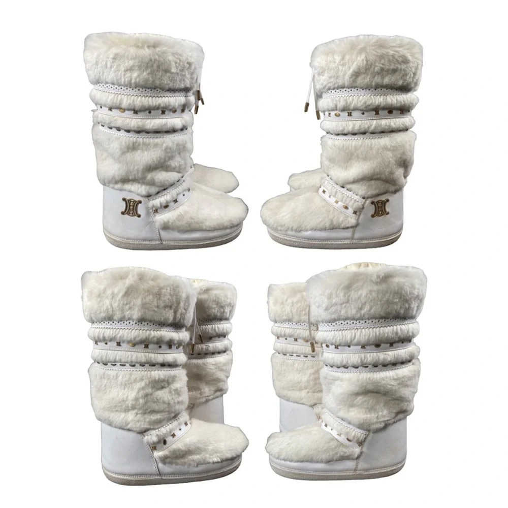 ✨HP✨AUTH CELINE MOON BOOTS Leather & Rabbit Fur EUC 38-40 - Picture 3 of 17